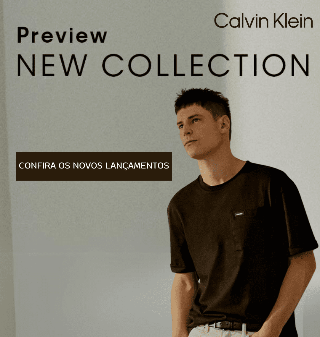 Camiseta Calvin Klein Manga Curta Masculina Sublinhado Colorido  Centralizado