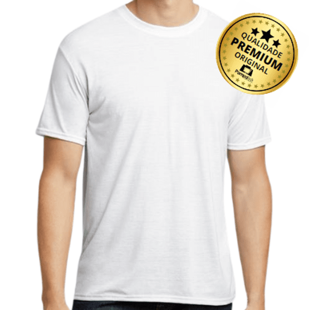 Camiseta Poliéster Branca - Adulto - Manga curta - LINHA PREMIUM