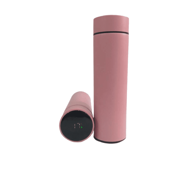 Garrafa Térmica Inox com Sensor Digital de Temperatura Rosa Brilho