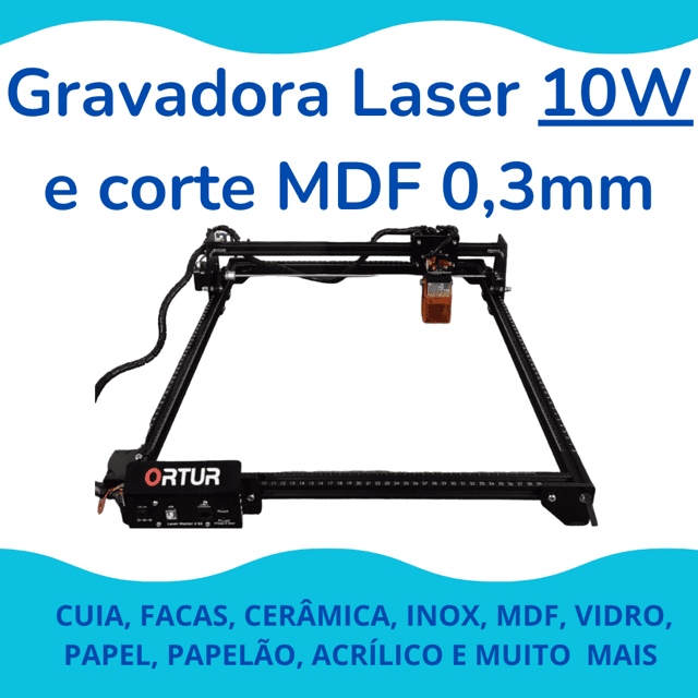 Gravadora Laser e corte MDF 0,3mm 10W 39x40 5000mm/min velocidade