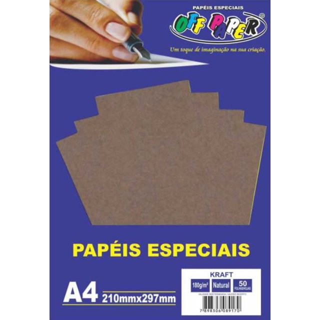 Papel Kraft A4 Natural 180g c/ 50 folhas Off Paper