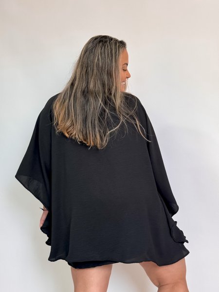 kimono amplo textura preto 
