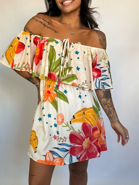 vestido Flora flores do Caribe