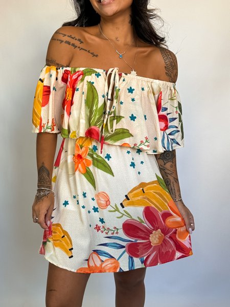 vestido Flora flores do Caribe