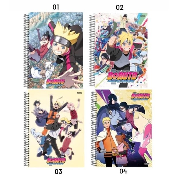 Caderno Espiral 1 Matéria Boruto Anime Naruto Escolar - São