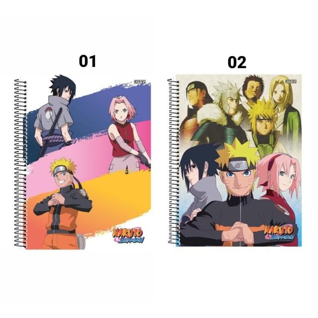 Caderno Desenho Naruto Lápis De Cor Carimbo Apontador e Borracha