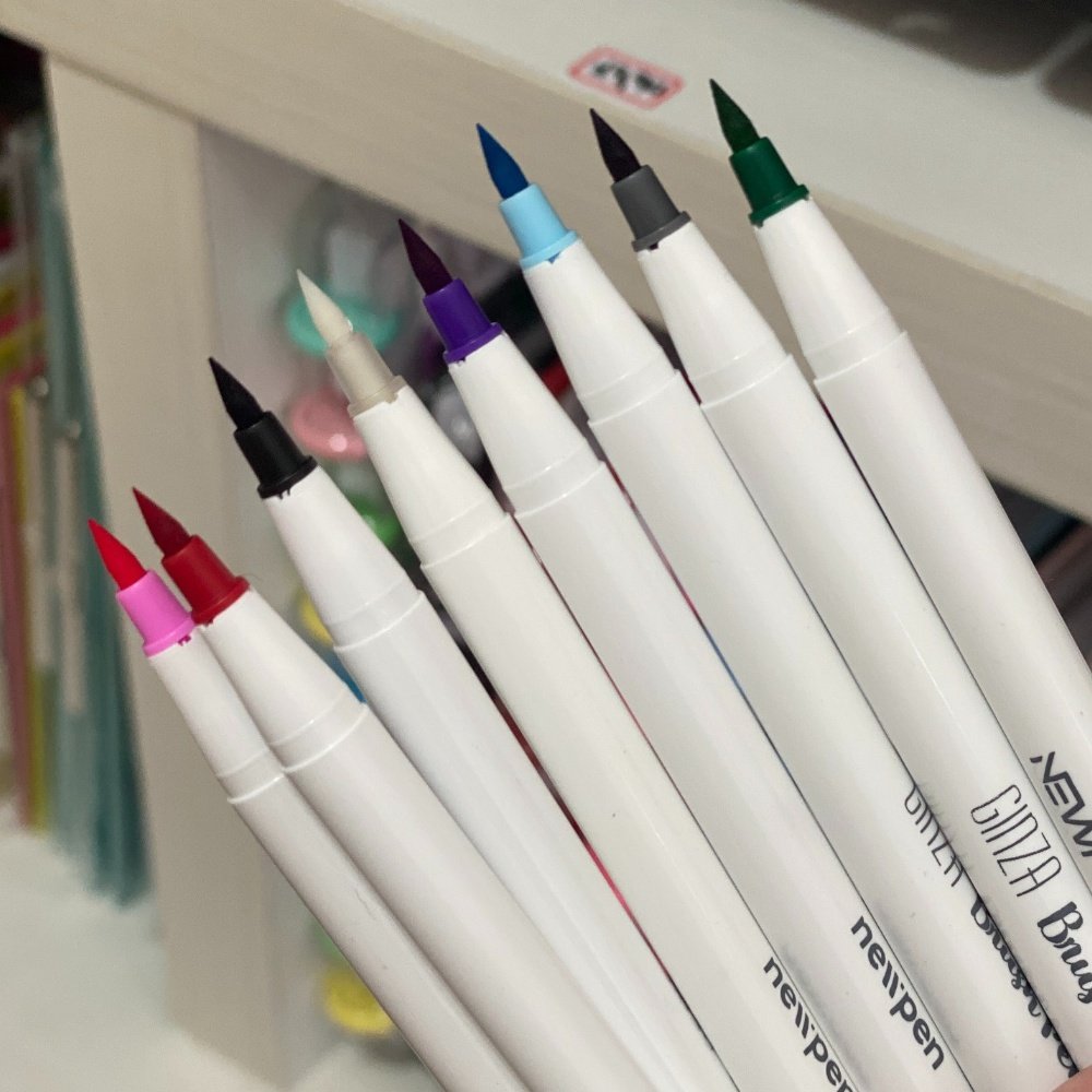Kit Caneta Brush Pen Ginza Pro - 08 Cores - Newpen | MONDO PAPELARIA
