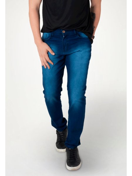 Calça Jeans Masculina Corte Reto com Elastano Estonado