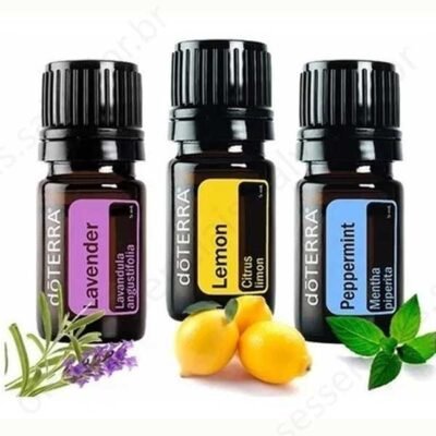 KIT 3 ÓLEOS ESSENCIAIS 5ML - LAVANDA, HORTELÃ-PIMENTA E LIMÃO