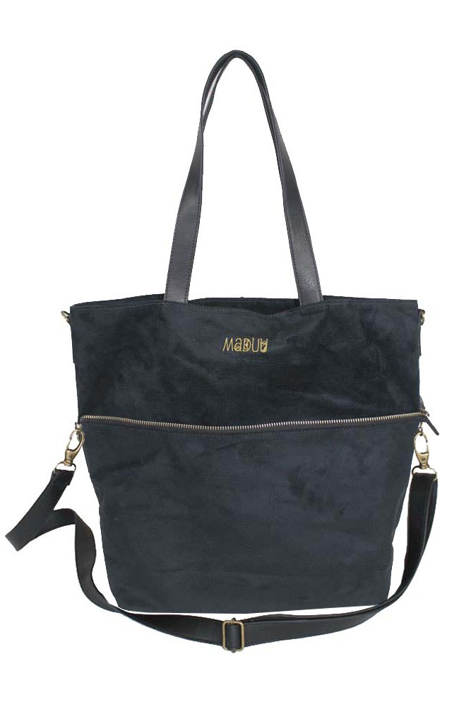 black suede shopper bolsa