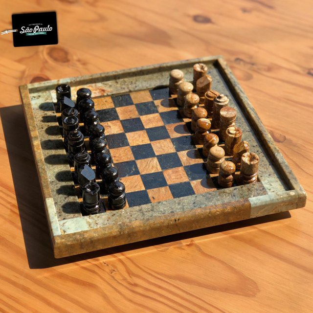 Tabuleiro para xadrez/dama em mármore acompanha pequeno