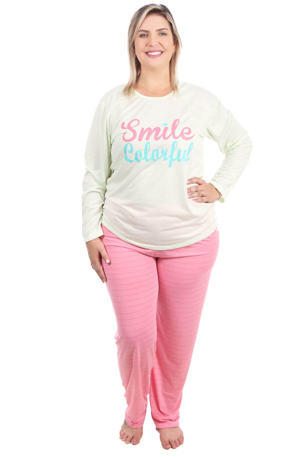 Pijama Plus Size Longo Smile | Pijamas \u0026 Etc