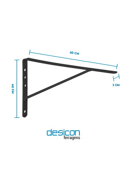 Mão Francesa Reforçada 60cm Preta Multivisão | Desicon Ferragens