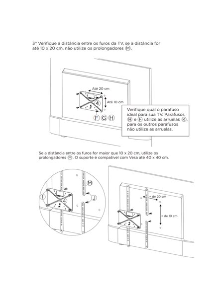 SUPORTE PARA TV Biarticulado 40 POLEGADAS COM INCLINAÇÃO - FIXO