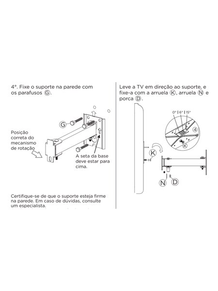 SUPORTE PARA TV Biarticulado 40 POLEGADAS COM INCLINAÇÃO - FIXO