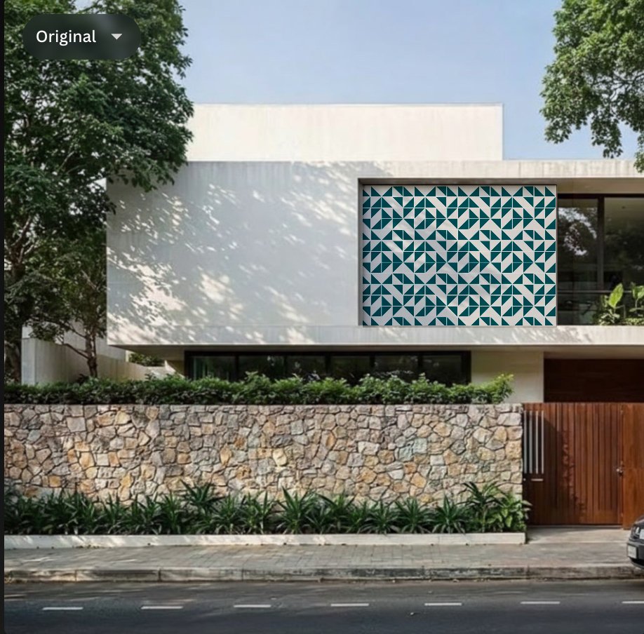 Muro externo da área da piscina com azulejaria autoral