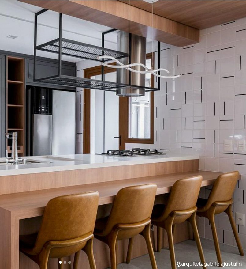 Cozinha Americana com azulejo Traço Preto