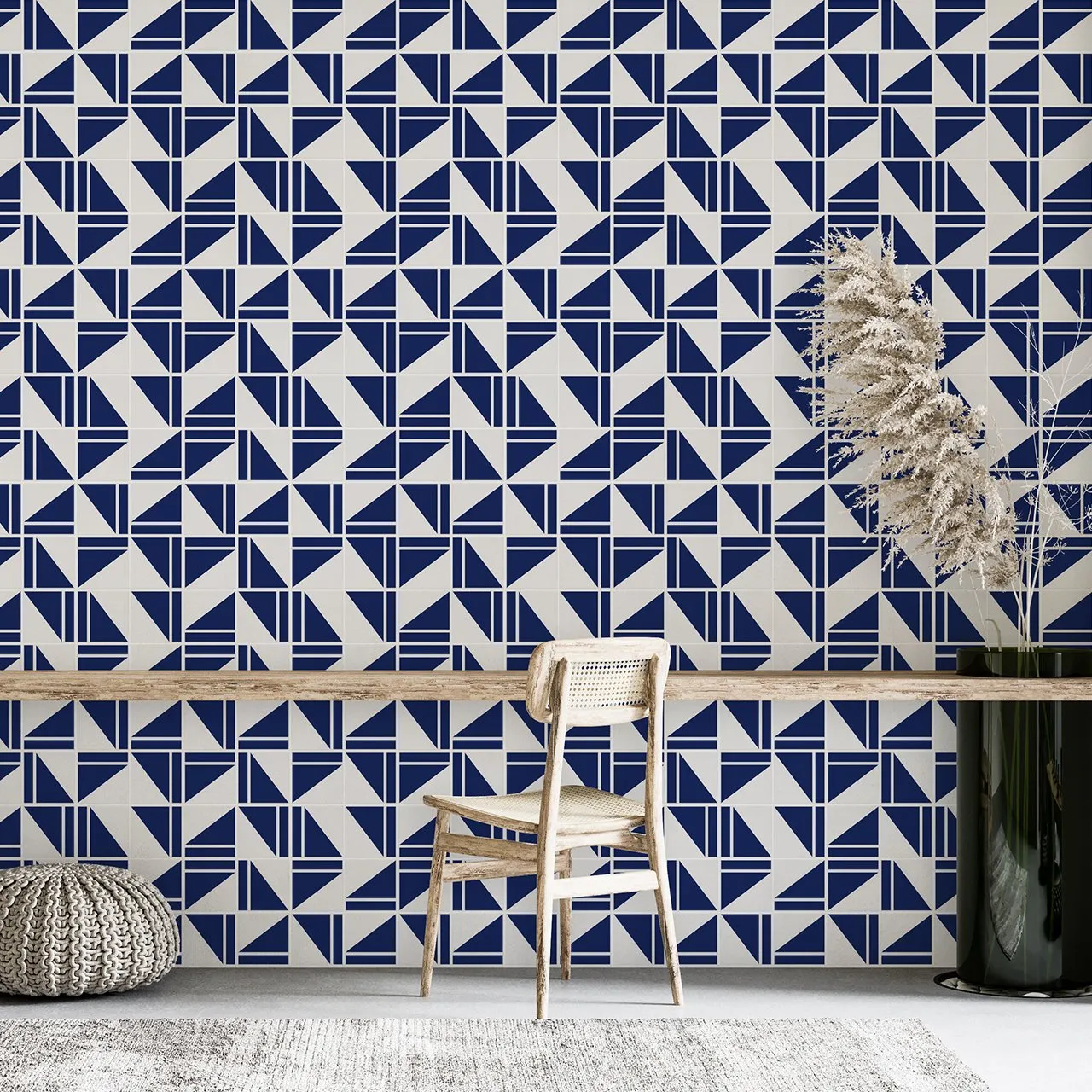 Painel Kimi Azul Escuro aplicado em ambiente — TAI Azulejos