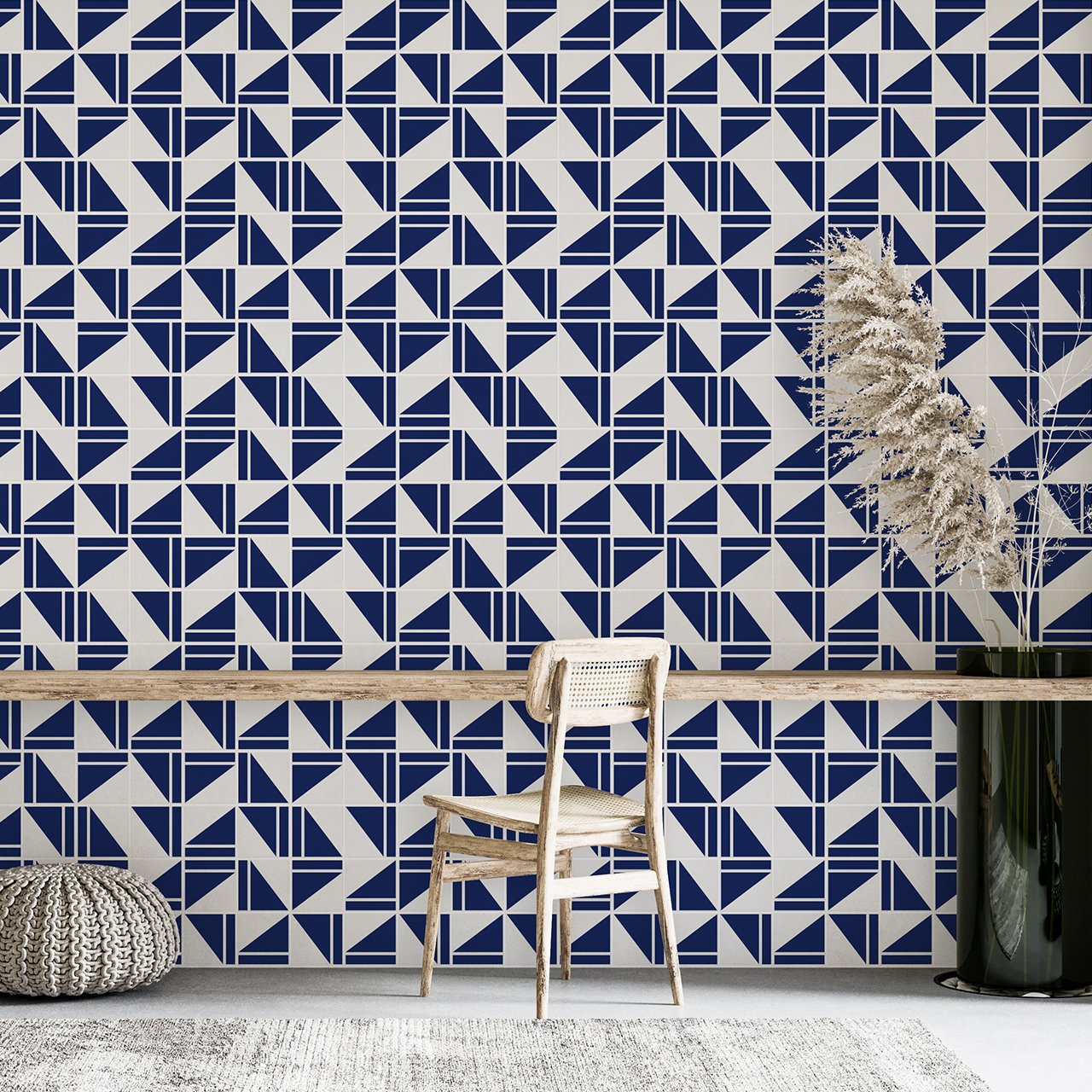 Painel Kimi Azul Escuro aplicado em ambiente — TAI Azulejos