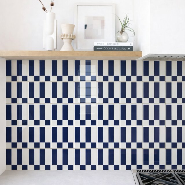 Azulejo Check Lines - Azul Escuro