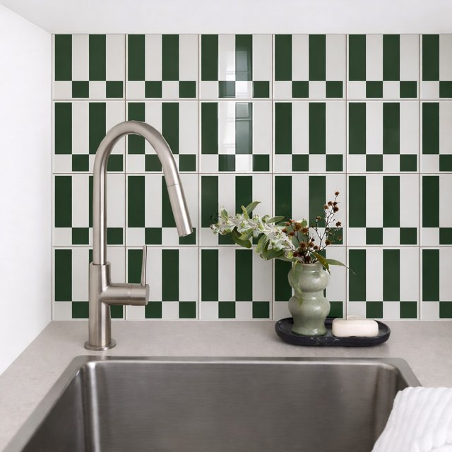 Azulejo Check Lines - Verde Escuro