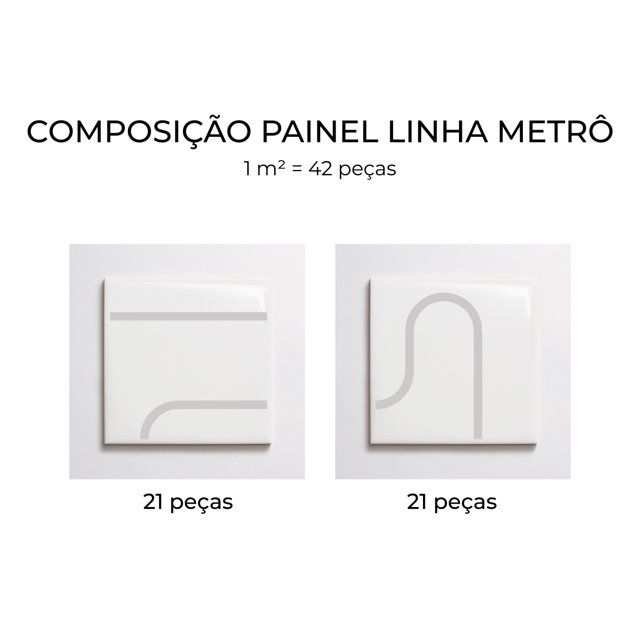 Azulejo Painel Linha Metrô - Cinza