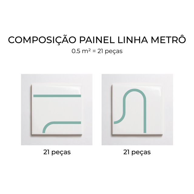 Azulejo Painel Linha Metrô - Verde Menta