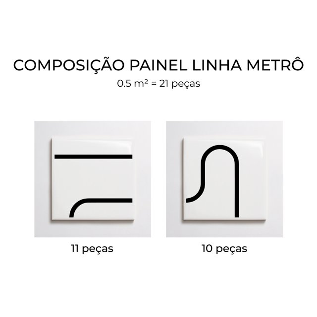 Azulejo Painel Linha Metrô - Preto