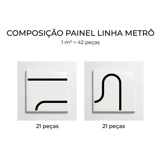 Azulejo Painel Linha Metrô - Preto