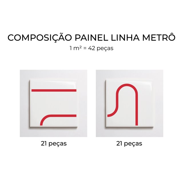 Azulejo Painel Linha Metrô - Vermelho