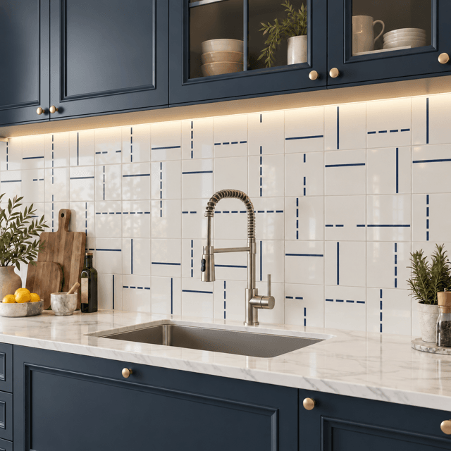 Azulejo Decor Lines 2 - Azul Escuro