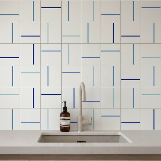 Azulejo Painel Decor Lines - Azul Bic, Azul Céu e Azul Médio