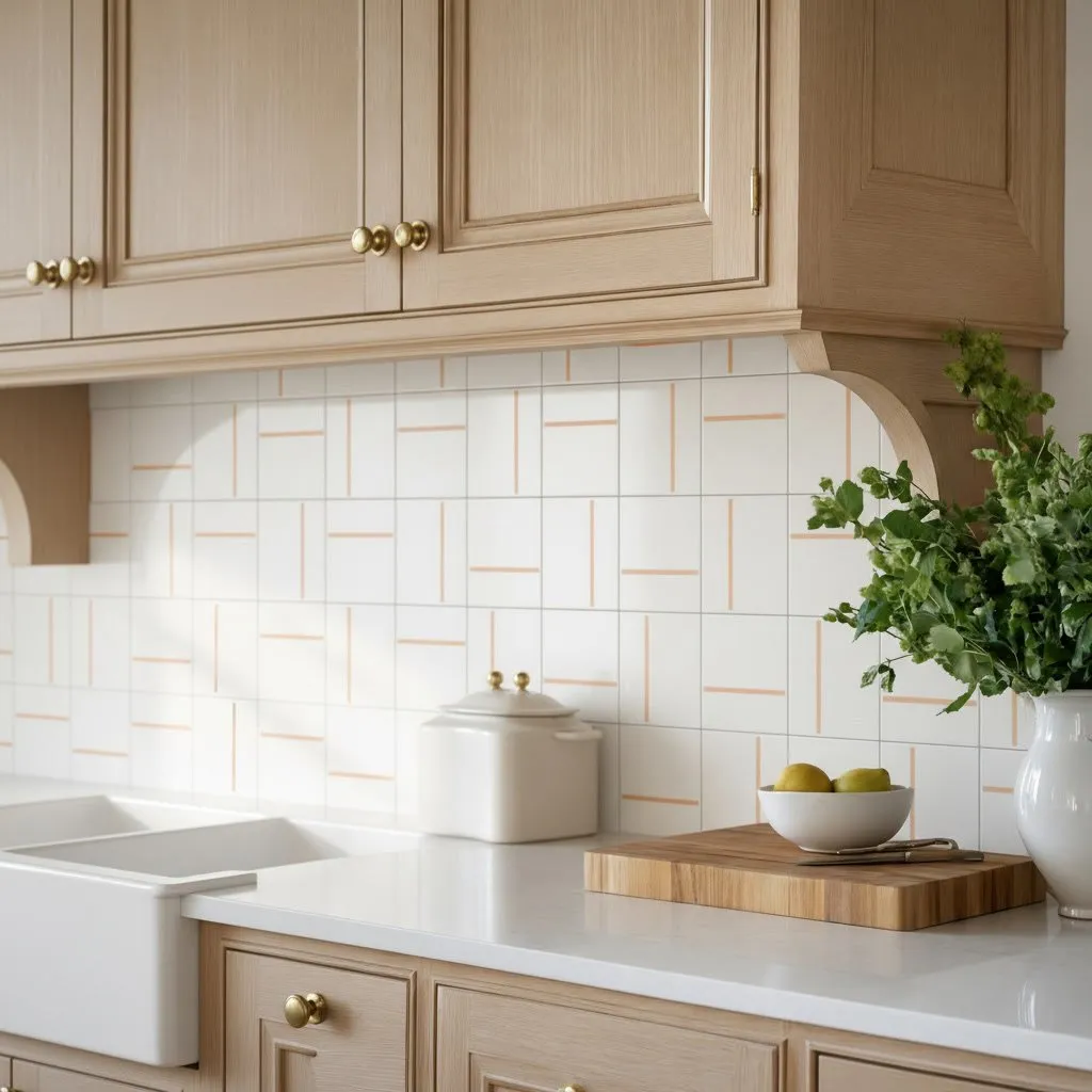 Cozinha com armários de madeira e parede em Decor Lines Nude