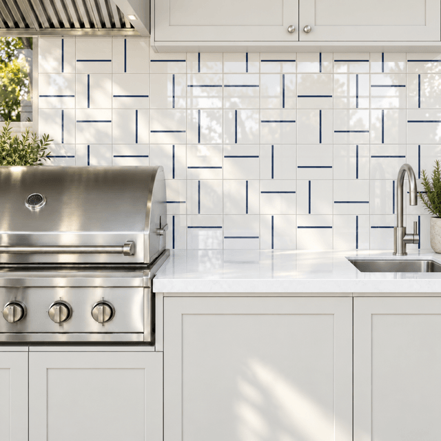 Azulejo Traço Decor Lines Azul Escuro