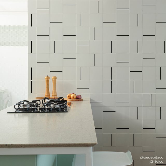 Painel Decor Lines 05 - Azulejo Decor Lines Preto e Branco Liso 