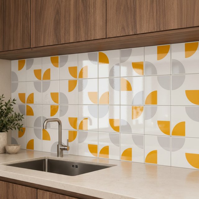 Azulejo Emi - Cinza e Amarelo 