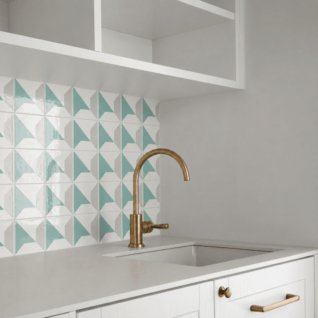 Azulejo Nomi - Verde Menta e Cinza Claro