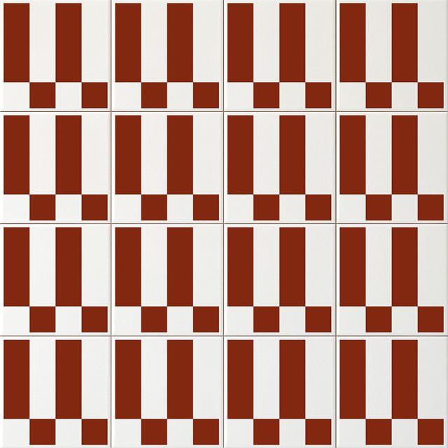 Azulejo Check Lines - Terracota