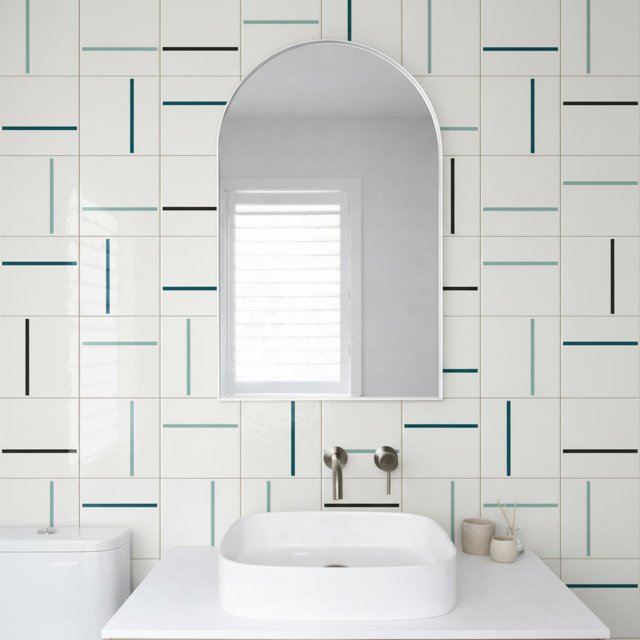 Azulejo Decor Lines Painel 06 - Preto, Verde Menta e Verde Petróleo