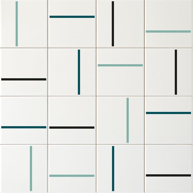 Azulejo Decor Lines Painel 06 - Preto, Verde Menta e Verde Petróleo