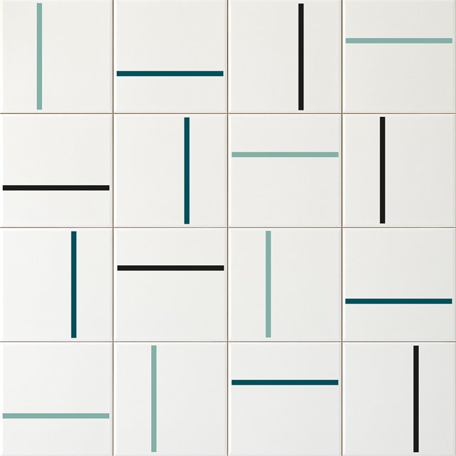 Azulejo Decor Lines Painel 06 - Preto, Verde Menta e Verde Petróleo