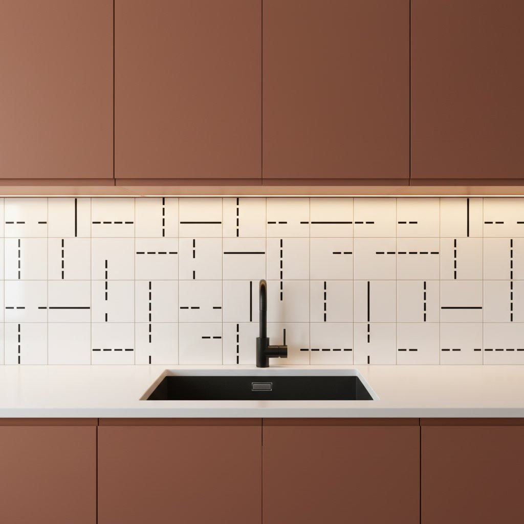 Decor Lines 2 Preto aplicado em ambiente — TAI Azulejos