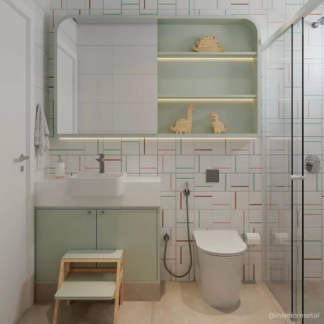 Azulejo Decor Lines - Nude, Ocre e Verde Menta