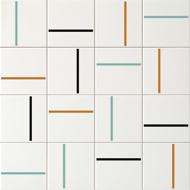 Azulejo Painel Decor Lines - Preto, Ocre e Verde Menta 