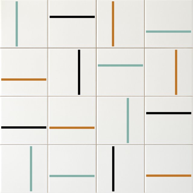Azulejo Painel Decor Lines - Preto, Ocre e Verde Menta 