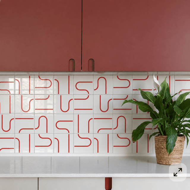 Azulejo Painel Linha Metrô - Vermelho