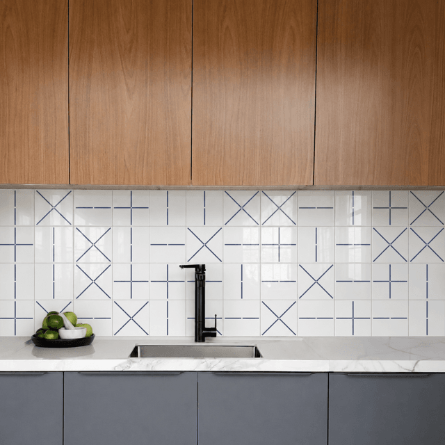 Azulejo Painel Mix Lines - Azul Escuro