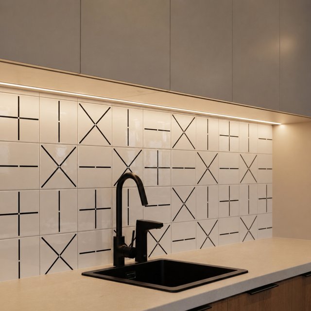 Azulejo Painel Mix Lines - Preto