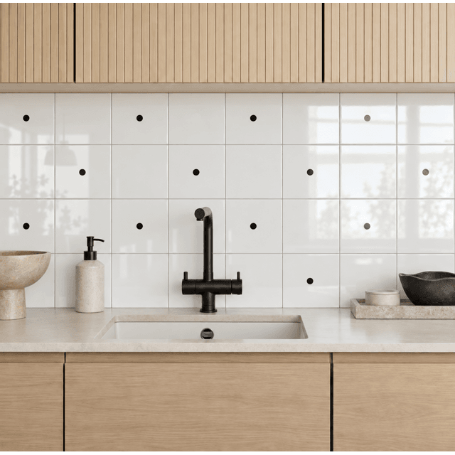 Azulejo Painel Tuini Ponto - Preto e Branco 