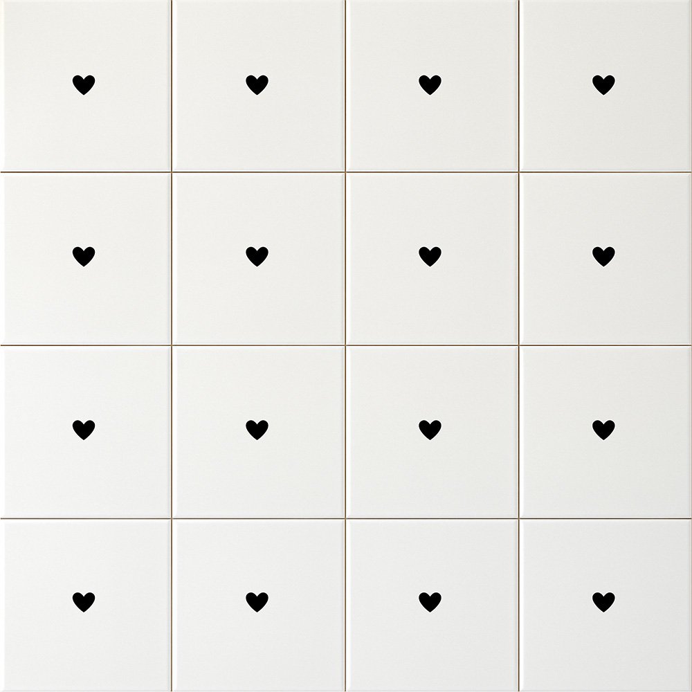 Painel Tuini Coração Preto em parede — TAI Azulejos